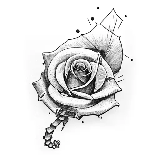 Brokwn Window With Skeleton Sticking Arm Out Of It Holding A Rose