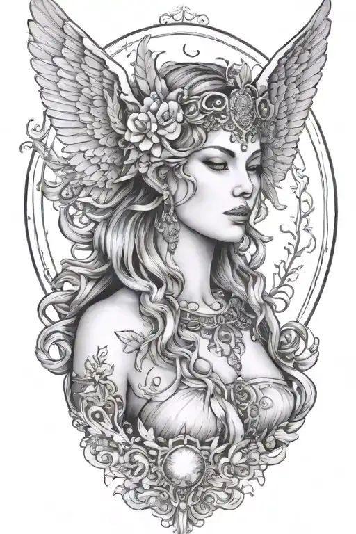 Freya Goddess Bust Wings Full Moon