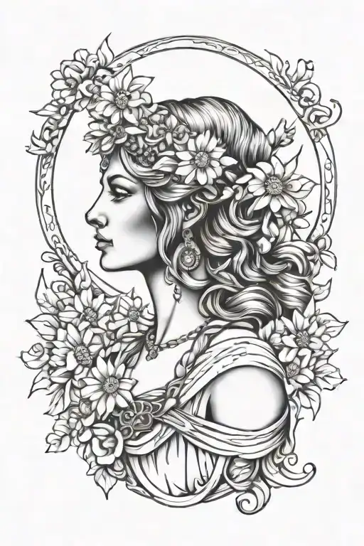 Full Moon Freya Bust Goddess With Daisies