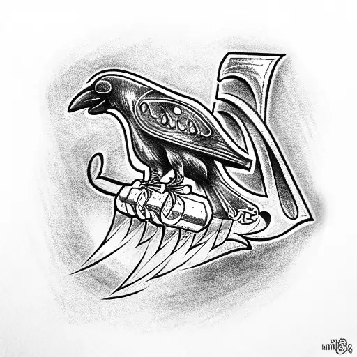 Crow On Viking Hammer
