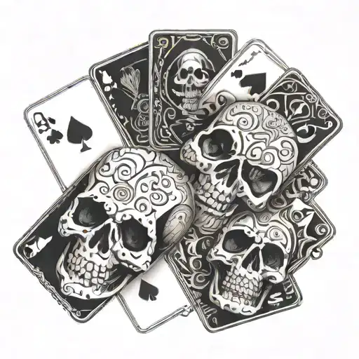 A Hand Of Playing Cards With Each Card Featuring A Different Skull Design