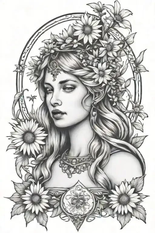 Freyja Bust Full Moon Daisies