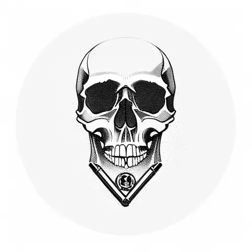 Skull With Sniper Rifle And 50Kill Symbol With The Text Pas De Cartier