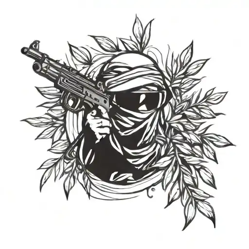 Incorporate A Soldier With A Gun And An Olive Branch In A Palestinian Tattoo Design
