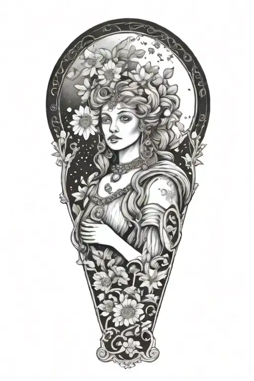 Full Moon Freya Bust Goddess With Daisies