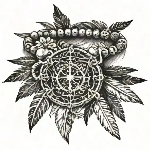 Incorporate A Rosary Intertwined With Small Feathers And A Tiny Denarius Coin