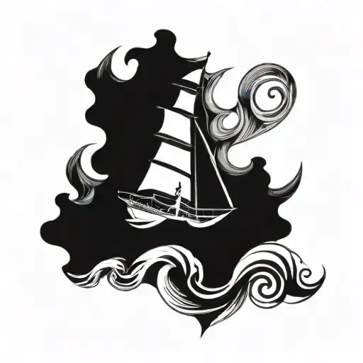 Ocean Wave Anchor Ship