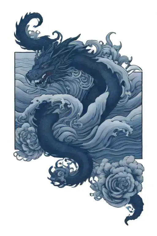 Waves Clouds Flowers Dragon