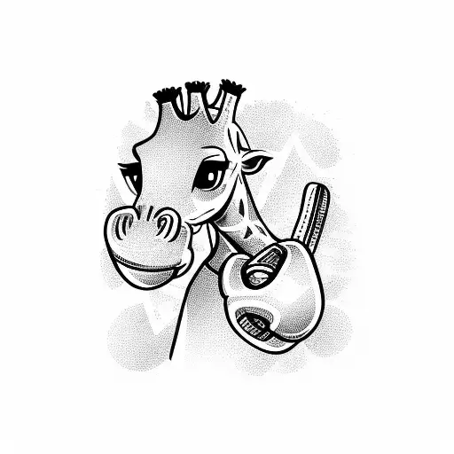 A Giraffe Playing A Guitar With Boxing Gloves On