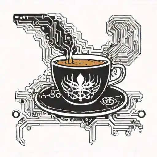 A Steaming Cup Of Coffee With A Circuit Board Design Incorporated Into The Steam