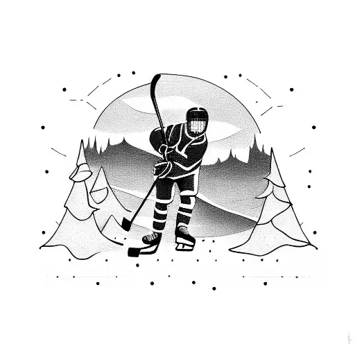 Someone Playing Hockey On A Mountain Lake