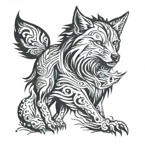 Mythical Wolf Tattoo Sketch
