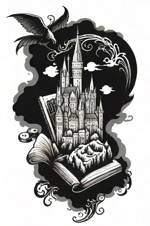 Open Book And Hogwarts Castle