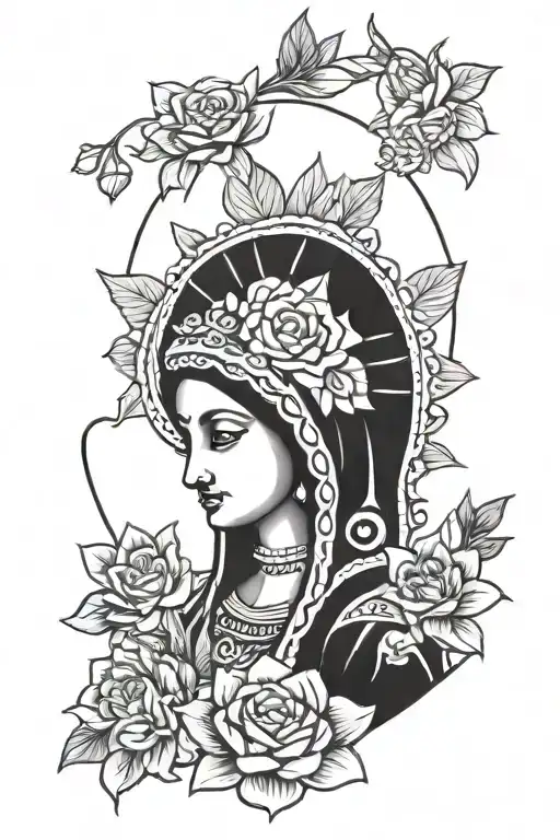 Virgin Of Guadalupe And Mexican Style Tattoo Featuring