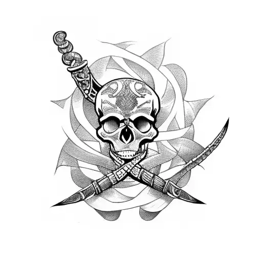 Skull Snake And Dagger