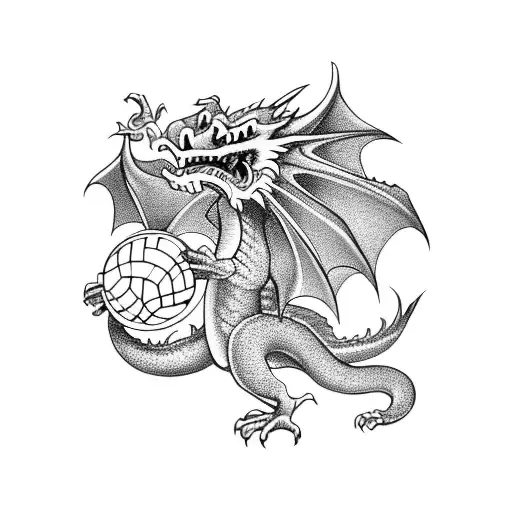 Dragon Holding A Basketball In Its Claws