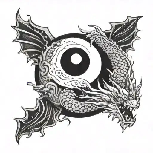 Yin Yang Round With Dragon Head Inside