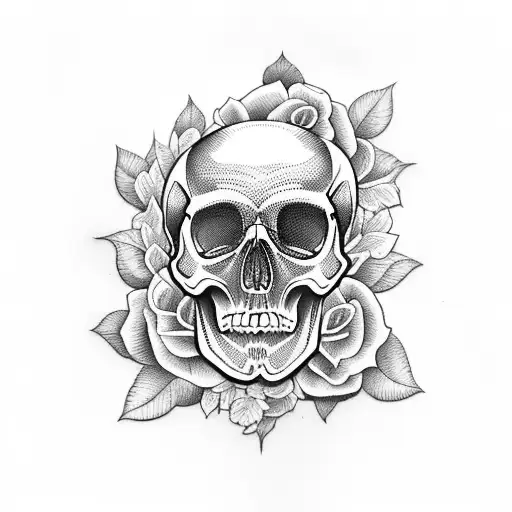 Skull With Gardenias