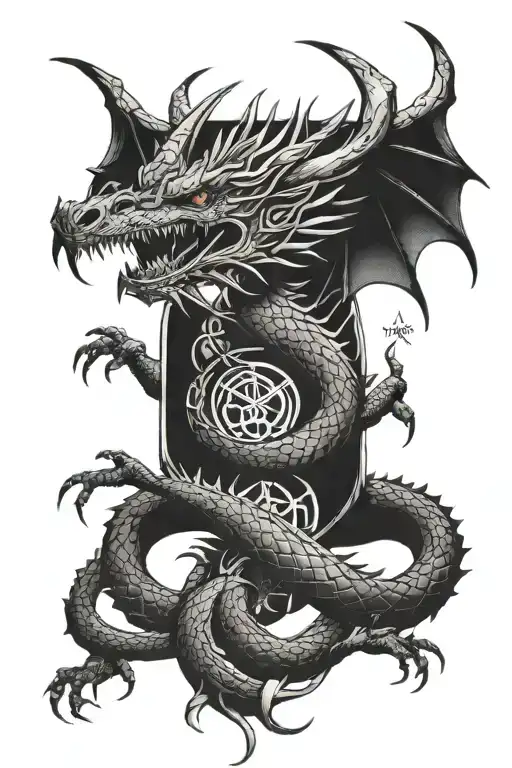 Dragon With Runes Intertwined