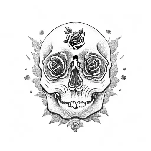 Skull With Rose Eyes