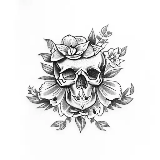 Skull And Lilly Flower