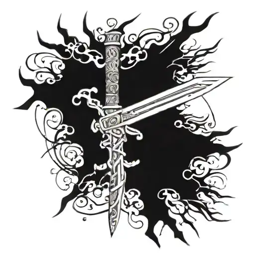 Lightning Bolts Swirling Around A Katana Blade