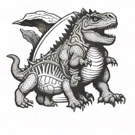 Carnotaurus Carrying A Baby Triceratops In A Fanny Pack