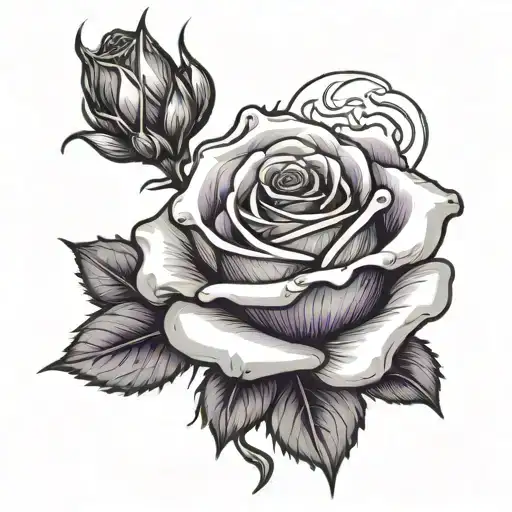 A Rose Emanating Purple Fire For Hand