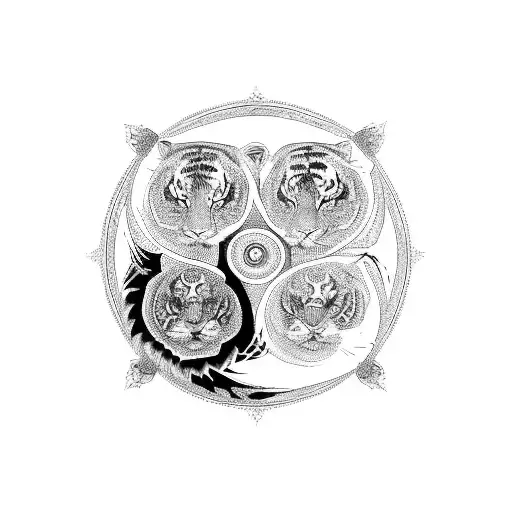 A Tiger And A Dove In An Intricate Yin And Yang Design