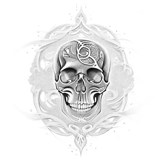 An Intricate Skull Composed Of Musical Notes And Instruments