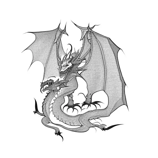A Blackwork Design Of A Pixelated Dragon From A Video Game