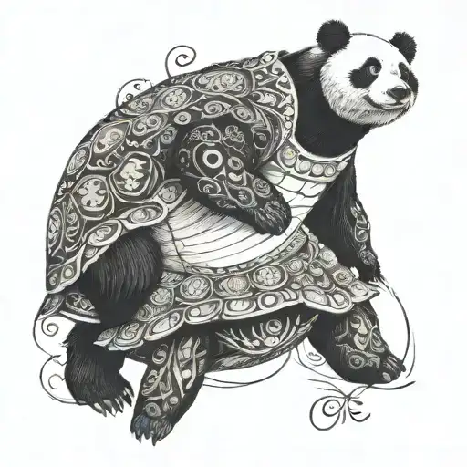 A Panda And Turtle Dancing Together In A Whimsical And Elegant Pose