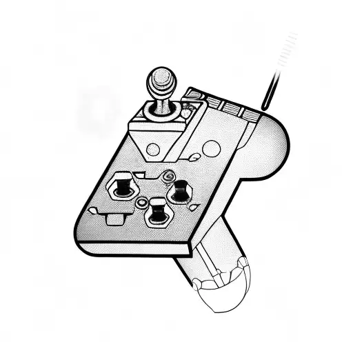 Blackwork Tattoo Of A Gaming Joystick With Circuitry Details