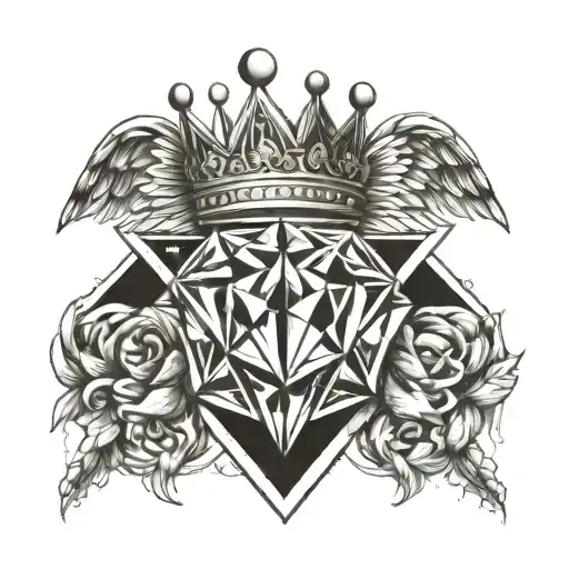 Diamond With Wings And A Crown