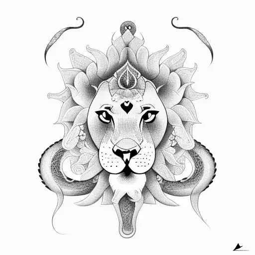 Hindu Lion Eating A Snake Sternum