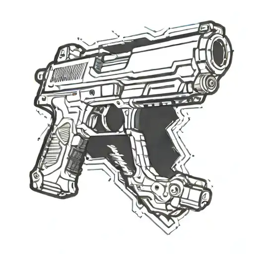 Incorporate A Futuristic Laser Gun Into A Gaming-inspired Sleeve Tattoo Design