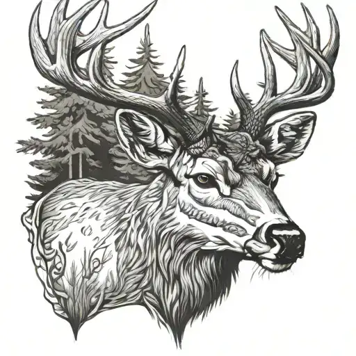 Whitetail Deer In Woods