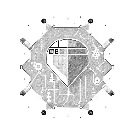 Blackwork Tattoo Of A Gaming Joystick With Circuitry Details