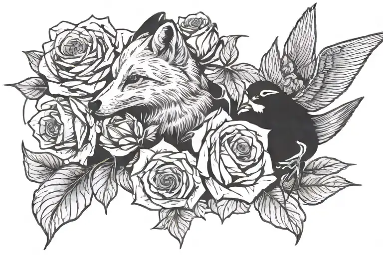 One Rose With Bird One Rose With Fox