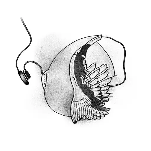 Flying Bird With Headphones On