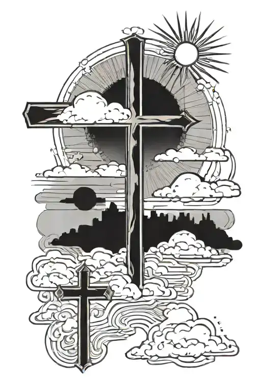 Cross With Sunset Sky