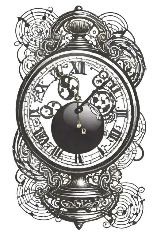 A Clock Face With Music Notes As The Hands And A Football As The Background