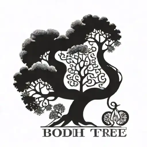 Bodhi Tree With Word Bohdi Written In The Body Of The Tree