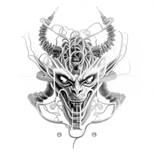 A Demon Creature Made Of Circuit Boards And Wires