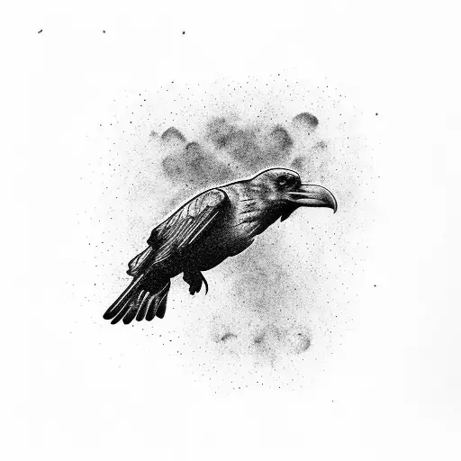 Flying Raven Front Steady Eyes Great Feather Detail