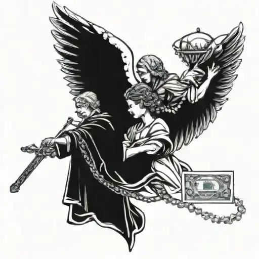 Angels With Money And Rosary Wrapped