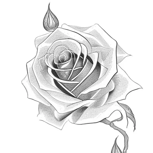 A Blackwork Tattoo Of A Rose Intertwined With A Cross