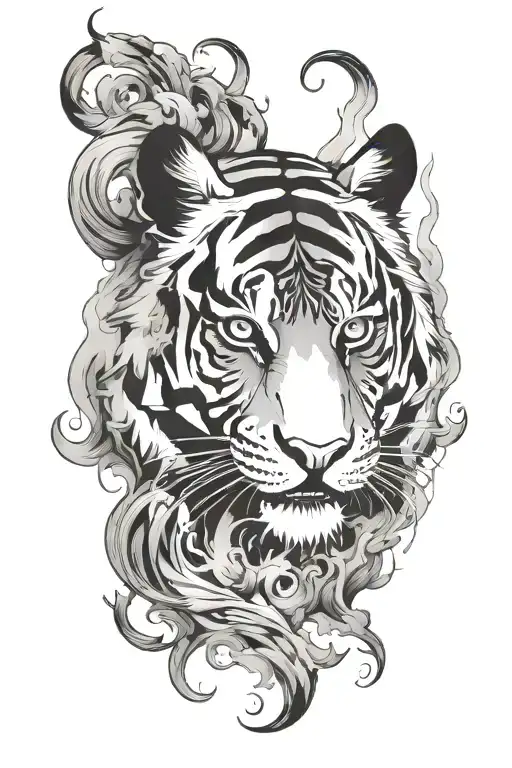 Tiger Mask With Smoke Forming The Shape