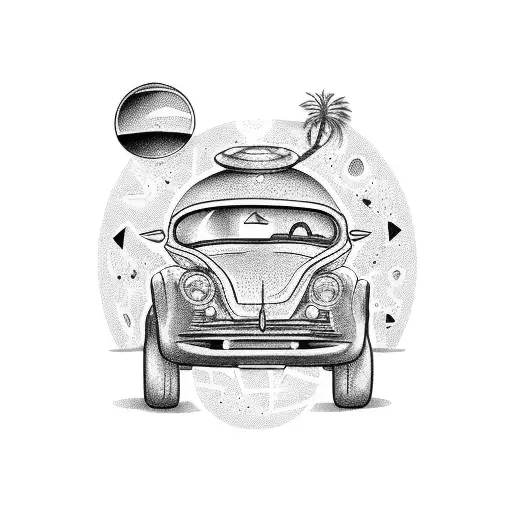 Pick-up Car That Is Crashed And A Ufo Above It