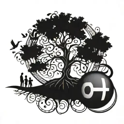 A Family Tree Intertwined With Musical Notes And Football Symbols